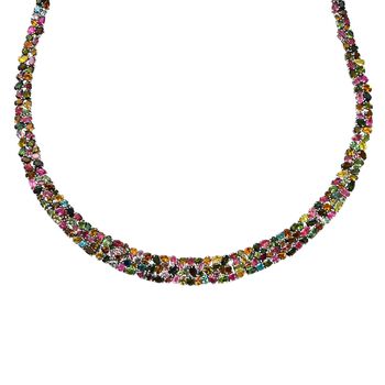 Exklusives Angebot Mehrfarbige-Turmalin Halskette, ca. 50 cm, 925 Silber platiniert, ca. 45.85 ct