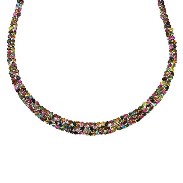 Mehrfarbige Turmalin-Halskette 50 cm- 45,85 ct.