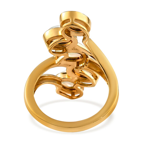 Nat&uuml;rlicher &Auml;thiopischer Opal 5 Stein Ring 925 Silber Gelbgold-&Uuml;berzug image number 5