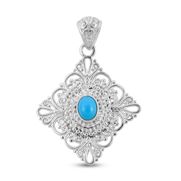 Royal Bali Kollektion - nat&uuml;rlicher Sleeping Beauty T&uuml;rkis-Solit&auml;r-Anh&auml;nger in Silber, 1,20 ct.