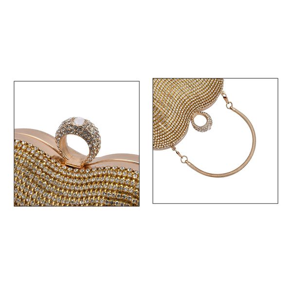 Herzf&ouml;rmige Clutch mit Kristallen, 15x16cm, goldfarben image number 5