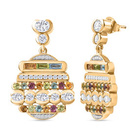 GP - Wei&szlig;er Zirkon Ohrringe 925 Silber 750 Gelbgold Vermeil ca. 5,90 ct.