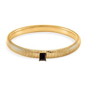 Schwarzes Kristall Armband, flexibel, Reiner Edelstahl