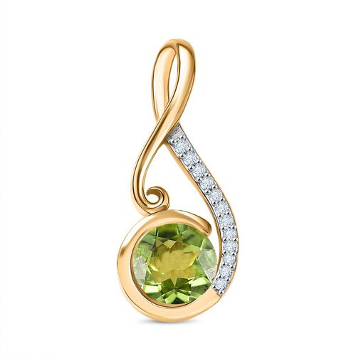 D'Joy Peridot, Weißer Zirkon Anhänger 925 Silber vergoldet ca. 1,33 ct. image number 0
