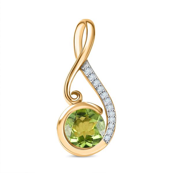 D'Joy Peridot, Weißer Zirkon Anhänger 925 Silber vergoldet ca. 1,33 ct. image number 0