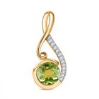 D'Joy Peridot, Weißer Zirkon Anhänger 925 Silber vergoldet ca. 1,33 ct.