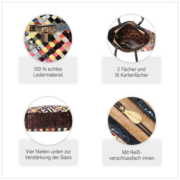 Chaos by Elsie - 100% gewebter Echtleder Tasche mit RFID schutz, 35x24x15 cm, gl&auml;nzend image number 11