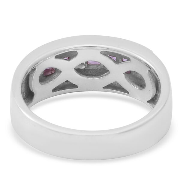 Rosa Saphir und natürlicher, weißer Zirkon-Half-Eternity-Bandring, 925 Silber platiniert, 1,15 ct. image number 4