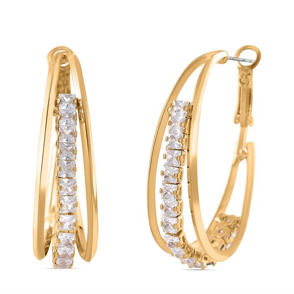 Wei&szlig;e Kristall Ohrringe, goldfarben