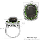 Elite Shungit und Natürlicher Chromdiopsid Halo Ring, 925 Silber platiniert  ca. 8,95 ct image number 6