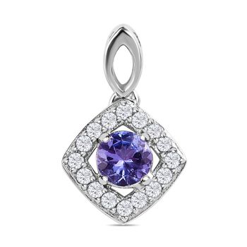 Tansanit, wei&szlig;er Zirkon Anh&auml;nger, 925 Silber platiniert ca. 0.69 ct