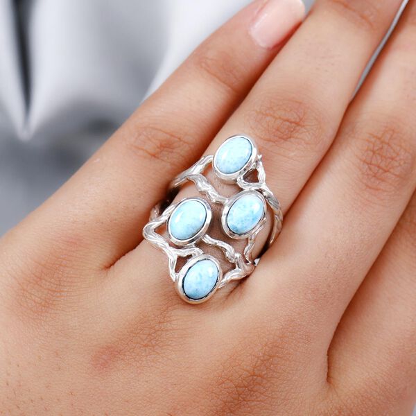 Larimar Ring  925 Silber Platin-&Uuml;berzug image number 3