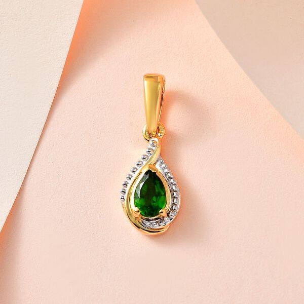Natürlicher Chromdiopsid Anhänger 925 Silber Gelbgold Vermeil ca. 0,44 ct. image number 2