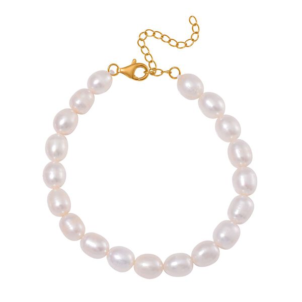 Wei&szlig;es S&uuml;&szlig;wasserperlen-Armband, 19 cm