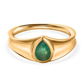 Kagem sambischer Smaragd-Solitär-Ring, 925 Silber vergoldet, 0,60 ct.
