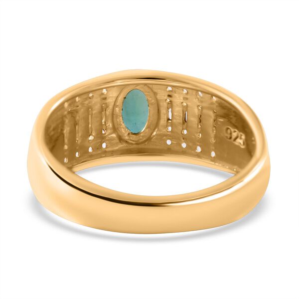 AAA Kagem Sambischer Smaragd, Weißer Zirkon Ring 925 Silber Gelbgold Vermeil (Größe 18.00) ca. 0,93 ct image number 3