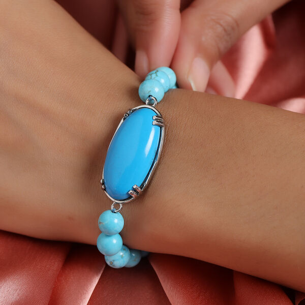 Flexibles, blaues Howlit Bolo-Armband, ca. 16-24, Edelstahl ca. 18,00 ct image number 3