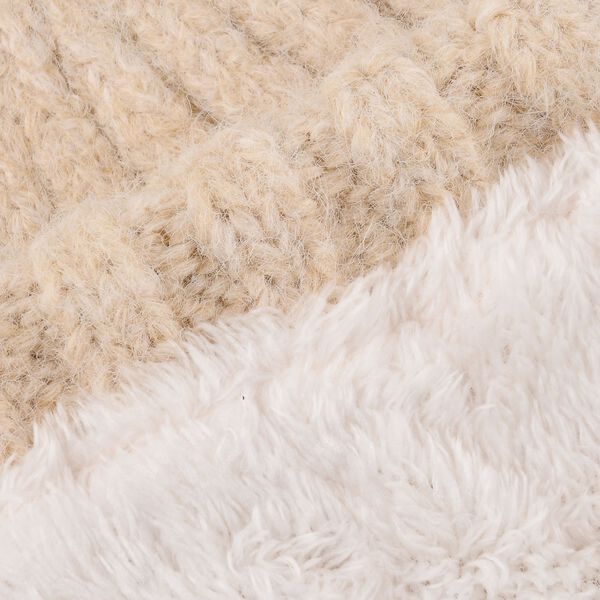 Rippstrick-M&uuml;tze mit Teddyfutter, Einheitsgr&ouml;&szlig;e, Cr&egrave;me image number 5