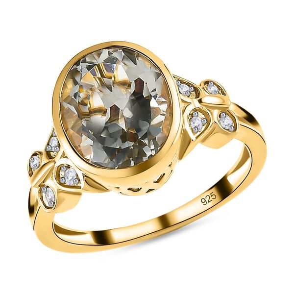 AAA Prasiolith und Zirkon Ring - 3,44 ct. image number 3