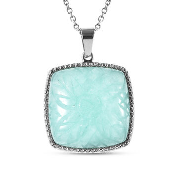 Amazonit-Anh&auml;nger mit Kette, ca. 50 cm in Edelstahl