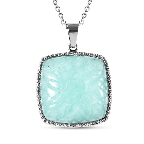 Amazonit-Anh&auml;nger mit Kette, ca. 50 cm in Edelstahl