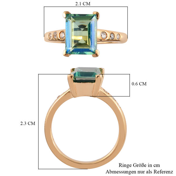 Pfau Triplett Quarz und Zirkon Ring 925 Silber vergoldet  ca. 2,80 ct image number 7