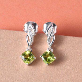 Nat&uuml;rliche Peridot-Solit&auml;r-Ohrh&auml;nger in Silber, 1,20 ct.