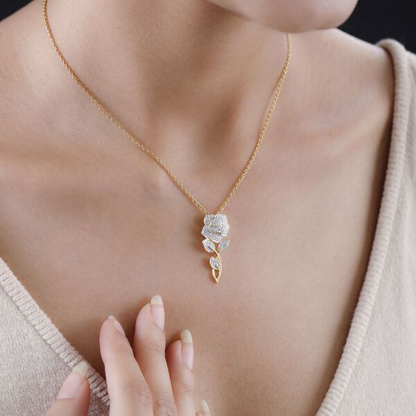 Wei&szlig;er Diamant Anh&auml;nger, 925 Silber Gelbgold Vermeil image number 3