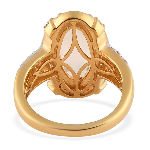 Nat&uuml;rlicher, &auml;thiopischer Opal und Zirkon-Ring, 925 Silber Gelbgold Vermeil  ca. 2,90 ct image number 6