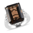 Rauchquarz und Zirkon Ring 925 Silber platiniert  ca. 11,80 ct image number 3