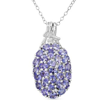 D'Joy Tansanit und Zirkon Anh&auml;nger mit 50cm Kette - 4,70 ct.