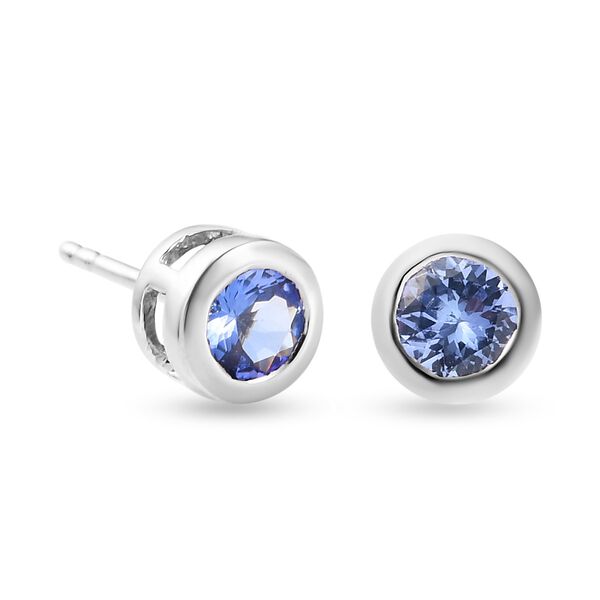 Tansanit Ohrstecker 925 Silber platiniert ca. 0,81 ct image number 5