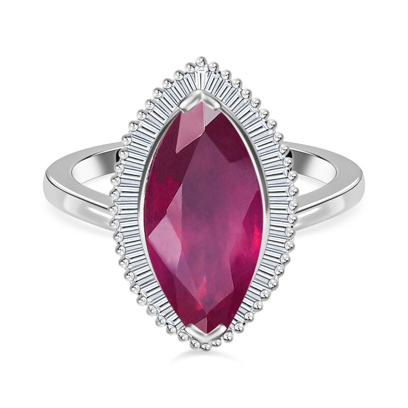 Rubin Afrikanisch und Diamant Halo Ring 925 Silber Platin-Überzug image number 0