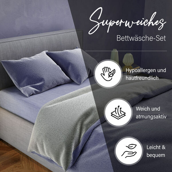 Leonardo Vicenti - Supersoft-Bettw&auml;sche- 2tlg. Set, marineblau image number 1