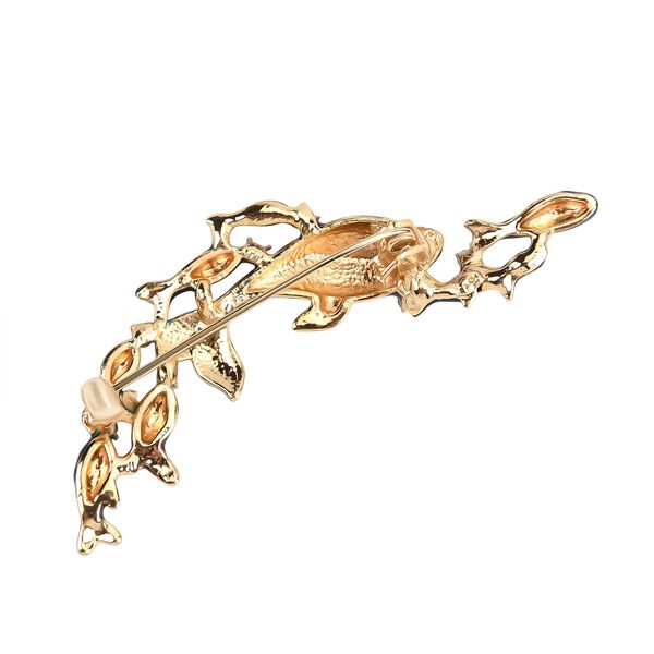 Wei&szlig;er Kristall Brosche emailliert image number 5