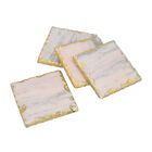 4er-Set, Marmor Untersetzer, quadratische Form, Rosa