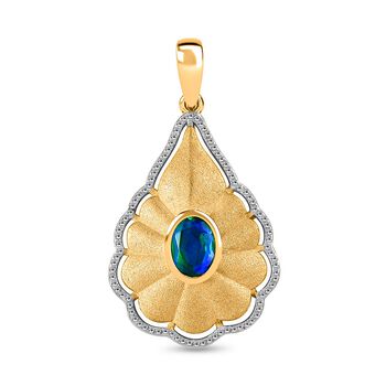 Pfau Quarz Triplette Anh&auml;nger 925 Silber Gelbgold Vermeil ca. 0,86 ct.