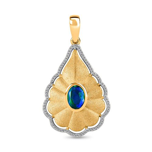 Pfau Quarz Triplette Anhänger 925 Silber Gelbgold Vermeil ca. 0,86 ct. image number 0