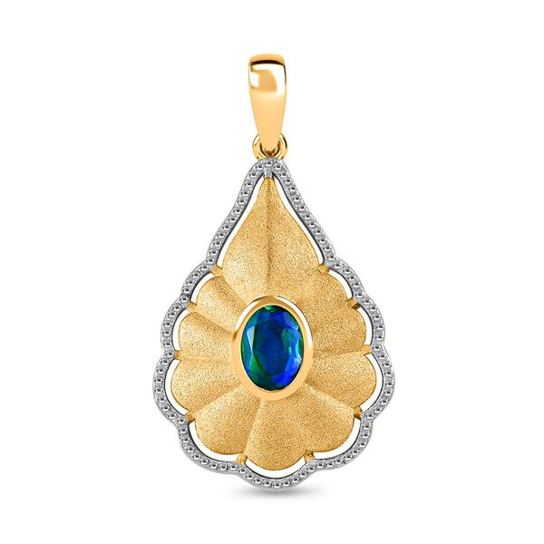 Pfau Quarz Triplette Anh&auml;nger 925 Silber Gelbgold Vermeil ca. 0,86 ct.