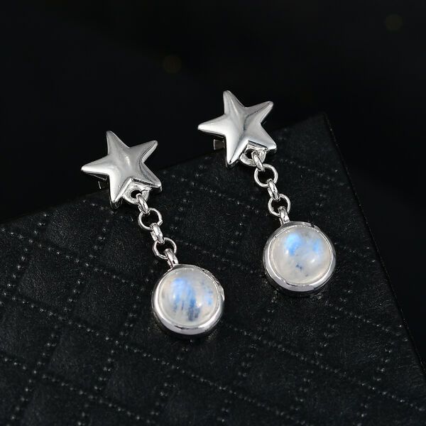 D'Joy AA Meetiyagoda Regenbogen Mondstein Ohrringe 925 Silber platiniert ca. 2.12 ct image number 2