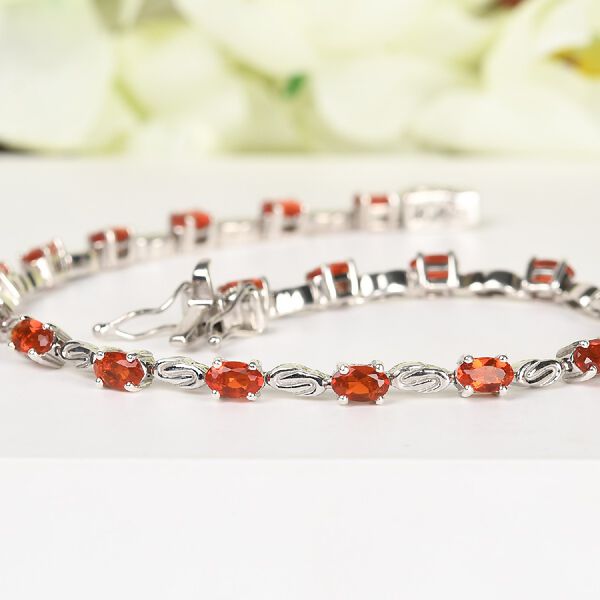 Mexikanischer Kirschfeuer-Opal Armband ca. 20 cm lange 925 Silber Platin-&Uuml;berzug 2.47 ct image number 2