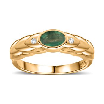 Kagem sambischer Smaragd und Zirkon Ring - 0,52 ct.