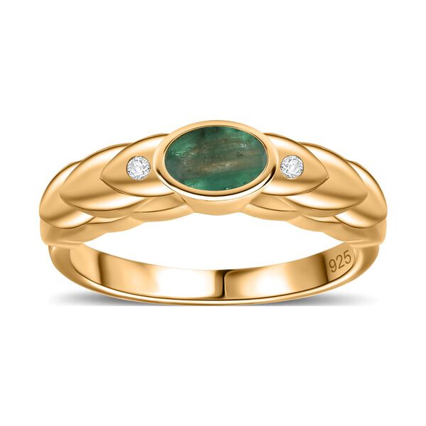 Kagem sambischer Smaragd und Zirkon Ring - 0,52 ct. image number 4