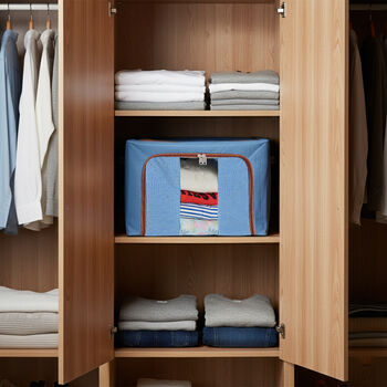 Faltbare Aufbewahrungsbox aus Stoff, 66 Liter offen, Gr&ouml;&szlig;e 50x40x33cm gefaltet, Hellblau