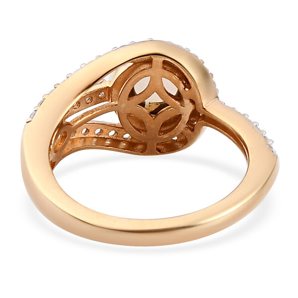 Natürlicher Äthiopischer Opal und Zirkon Ring 925 Silber vergoldet  ca. 1,02 ct image number 6