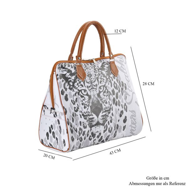 Safari-Tasche mit 100cm Schulterriemen und Leopardenmuster, Schwarz und wei&szlig; image number 7