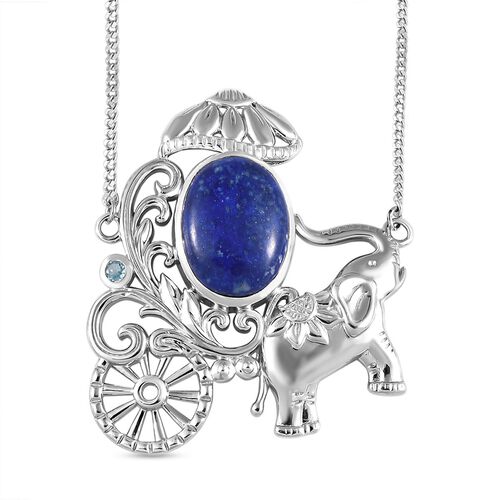 Lapislazuli und blaue Topas-Halskette - 45 cm, 10,90 ct. image number 0