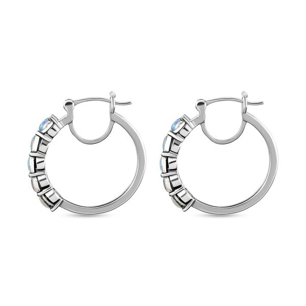 Boulder Opal Triplett Creolen, 925 Silber platiniert, 2,35 ct. image number 3