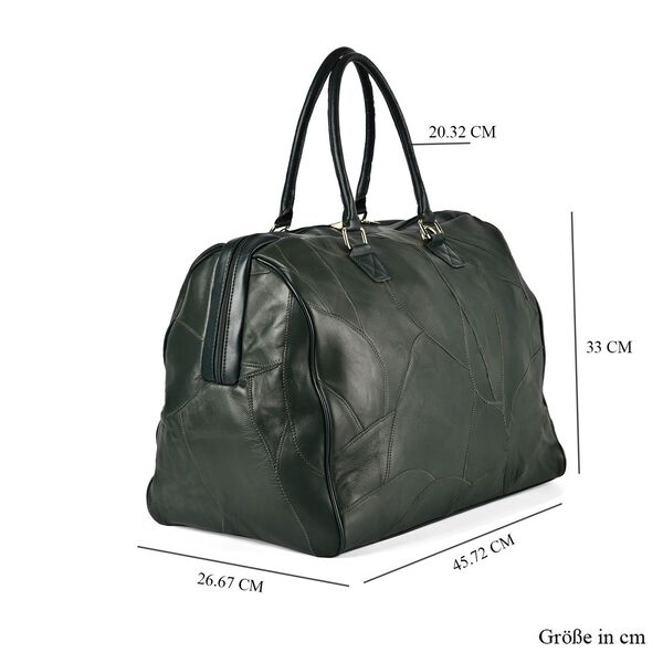 Stylische Patchwork-Reisetasche aus Schafsleder, schwarz image number 7