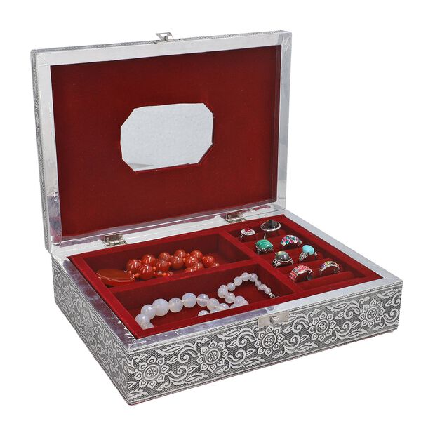 Schmuckk&auml;stchen aus Holz mit Aluminiumbeschlag, Pferde-Verzierung, Silber image number 6